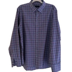 Zachary Prell Plaid (Grey/Burgundy/Navy Blue/Mustard Cotton Shirt L